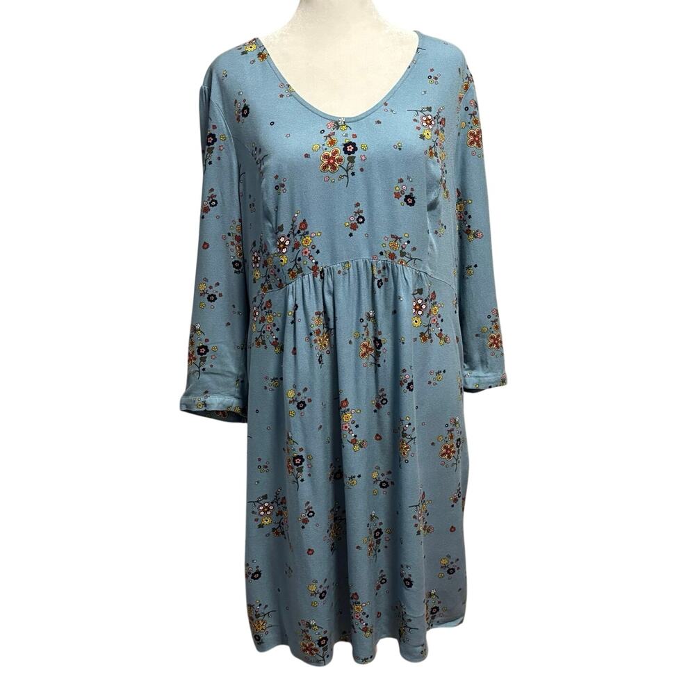 Boden Size 12 Eliza Draped Floral Babydoll Dress Heritage Blue - Picture 2 of 7